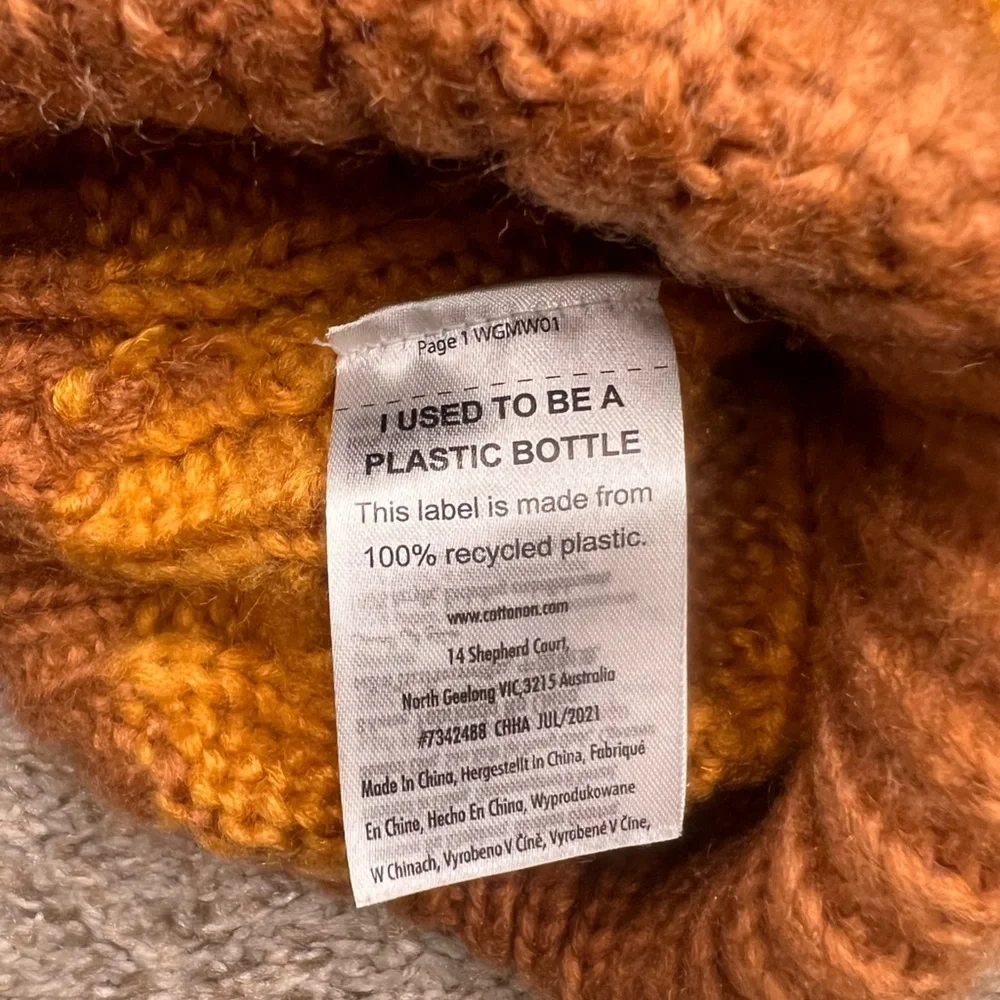 Cotton On Kids' Knit Beanie - Mustard and Brown